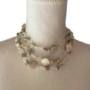 Esmor freshwater pearl shell glass white choker collar necklace 17" earth girl